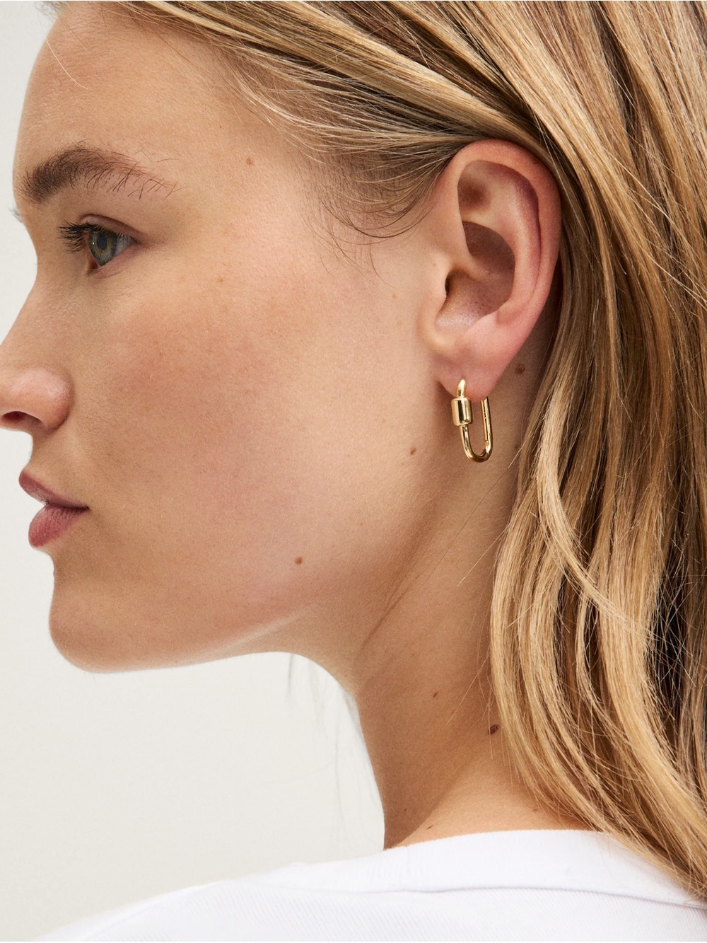 NWT Madewell Carabiner Hoop Earrings Gold Statement Geometric